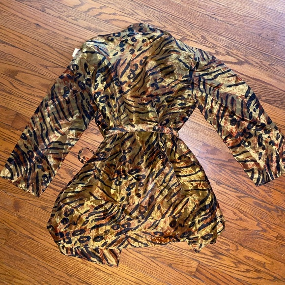 Vintage Sheer Leopard Cover up Jacket Wrap Top M - Picture 5 of 11